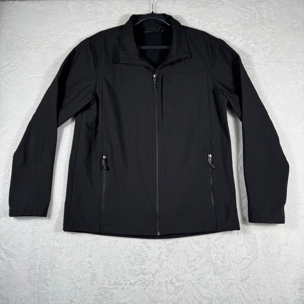 SwissTech Mens Windproof Black Softshell Fleece Lined Full Zip Jacket M 38-40